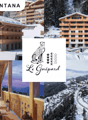 Wooden chalet, multiple balconies, snow-covered surroundings, modern architecture