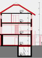 main floor with garage, upper floor, lower floor, car parking place, driveway