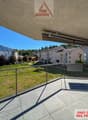terrace with steel railings, panoramic view, metal mesh fencing