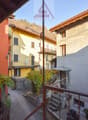 Balcony, windows, steps, fence, plant, walkway