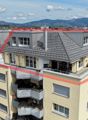 Aussenansicht, Südwest, mit Situation Wohnung