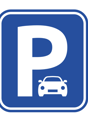 Blue parking sign, showing car symbol
