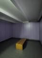 Storage room with tiled floor, wooden bench, lockers