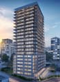 high-rise residential building with many balconies