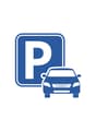 Blue parking sign with a car icon
