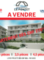 3-story apartment building with balconies, parking spaces, and landscaped outdoor areas