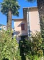 Terrace, Red shutters, palm trees