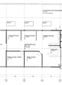 Floor plan of a multi-room office or administrative building, including project rooms, administration, reception, bathrooms, and a staircase.