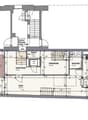 Floor plan of a 7-room apartment on the second floor, including living/dining area, kitchen, bedroom, bathroom, hallway, and storage areas.