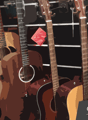 Illustration of several guitars with a price tag in the middle