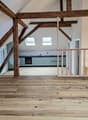 wooden beams, wooden floor, kitchen, windows