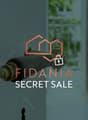 Logo for Fidania Secret Sale, features a door handle and keyhole