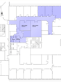 Floor plan of a commercial building with dining room, meeting room, kitchen, and common WC.