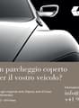 Image advertising covered and secure parking for vehicles. It highlights a specific location for this service: Roveredo GR.