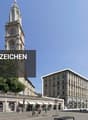 Historical building located close to landmark, modern architecture