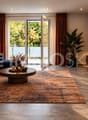 Modernes Wohnzimmer mit Balkon virtuell möbliert