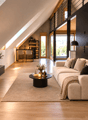 Moderne Loftlounge mit gemütlicher Ausstrahlung