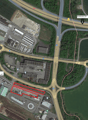 The map shows a junction with Autobahn A3, featuring various buildings, roadways, and facilities such as Daetiwiler Umweltservice AG, ReCenter Fricktal, and a car park next to TCS Fahrzeugum Frick.