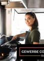 woman cooking, gas stove, frying pan, wok, sink, countertop, cabinet, window