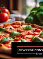 Pizza with tomato, cheese, basil leaves, and black olives