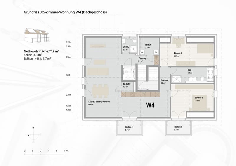 Grosszügige 5.5-Zimmer Dachgeschosswohnung in Hägglingen (2)
