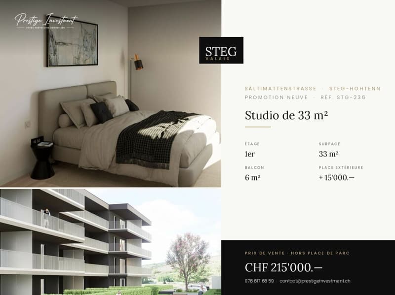 STEG Pièces 1,5 (studio) · 33 m² avec balcon dès CHF 215'000.? (1)