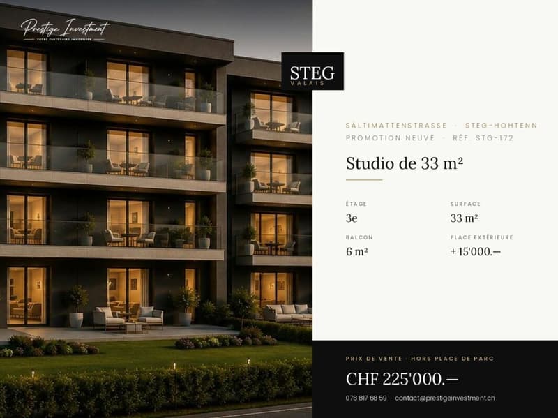 STEG Studio neuf 33 m² au dernier étage, balcon, CHF 225'000.-- copie (1)