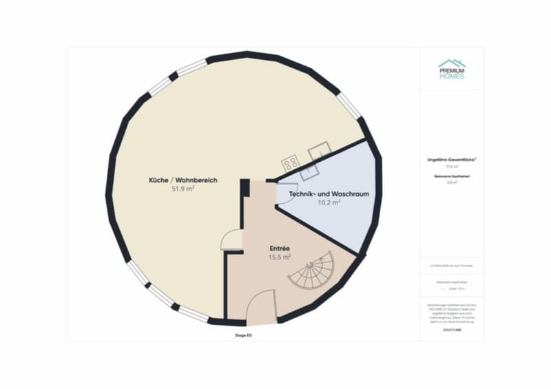Chefs-d'œuvre architecturaux : Deux maisons rondes exclusives dans un excellent emplacement avec 150m2 chacune sur un terrain de 902m2, idéal pour une grande famille ou des investisseurs. (14)