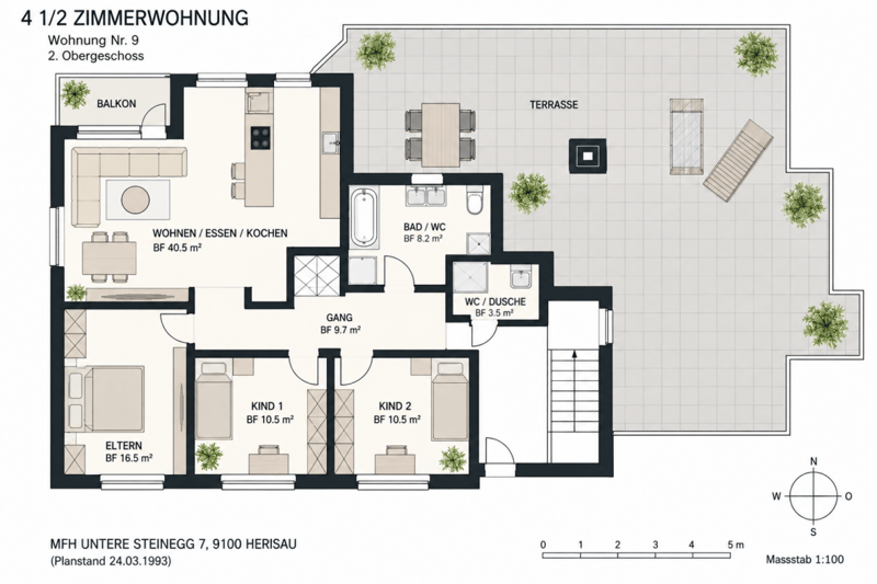 Über den Dächern von Herisau - 4 1/2 Zimmer, Traumterrasse & 2 Garagen (14)
