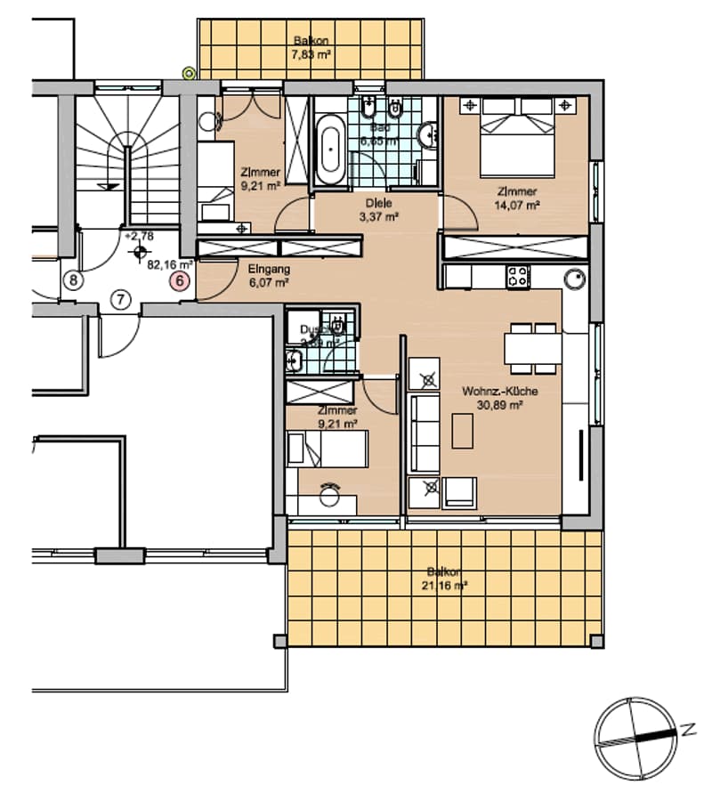 Großzügige 3-Zimmerwohnung mit zwei Balkonen im Neubau Villa Stöcklvater in Mühlbach (2)