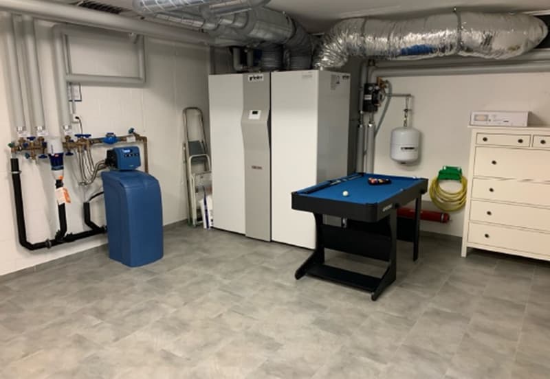 room for laundry appliances, billiard table, wardrobe, pipes and machines