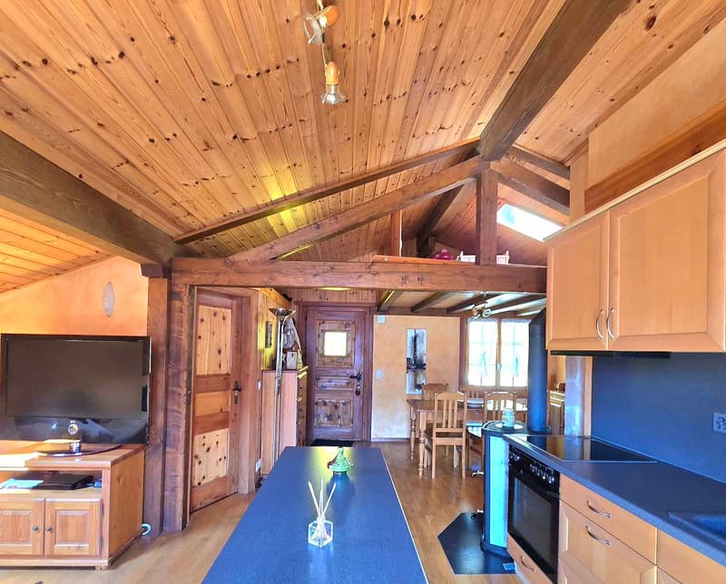 Magnifique chalet familial de 2 appartements. Annexes, extérieur, soleil et vue, Val d’Hérens (9)