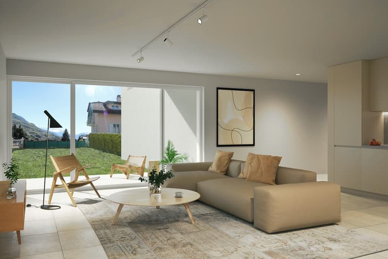 Appartamento nuovo di 3.5 locali con balcone e vista sulle montagne a Saxon (3)