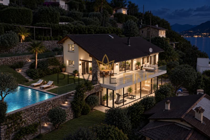 Rendering Haus mit Pool by night