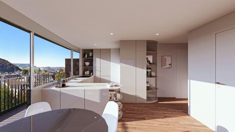 Baubewilligt und kurz vor Realisierung: Moderne Dachwohnung mit Lift, grossem Balkon und Carport (2)