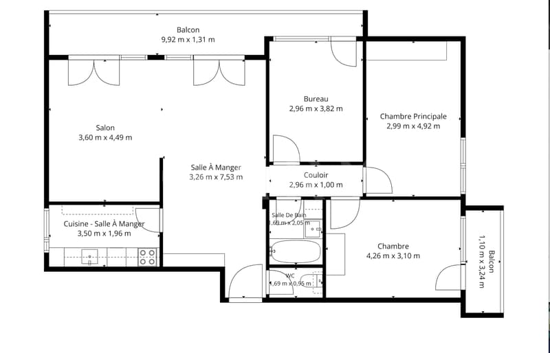 Plan appartement 6 pièces