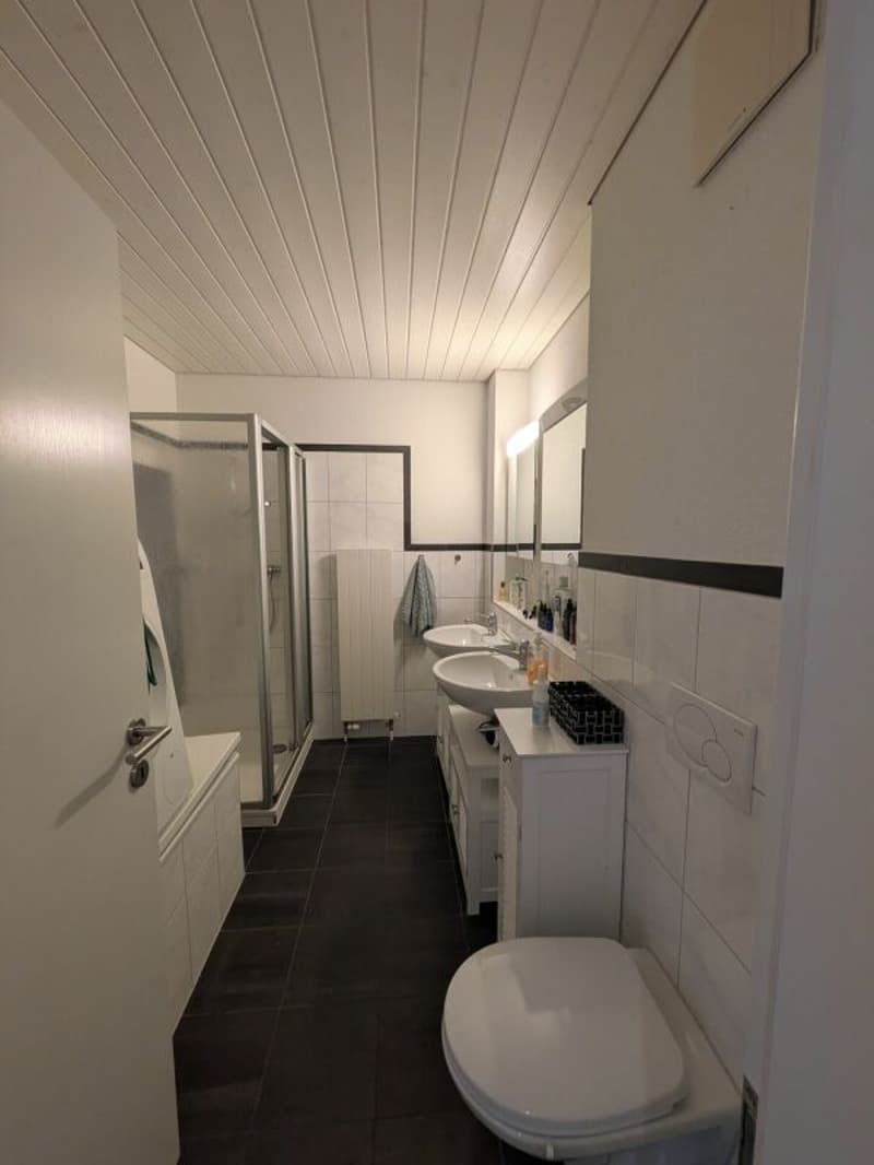 Nasszelle mit Dusche und Badewanne