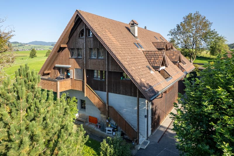 Wooden and brick, raised ground floor, terrace, garage