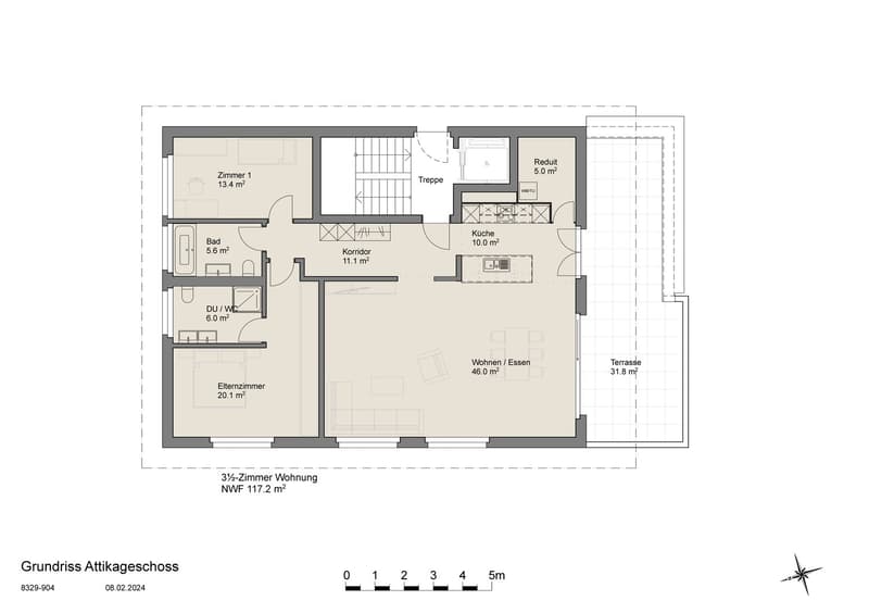 3½-Zimmer-Wohnung an ruhiger Lage - Attika (4)