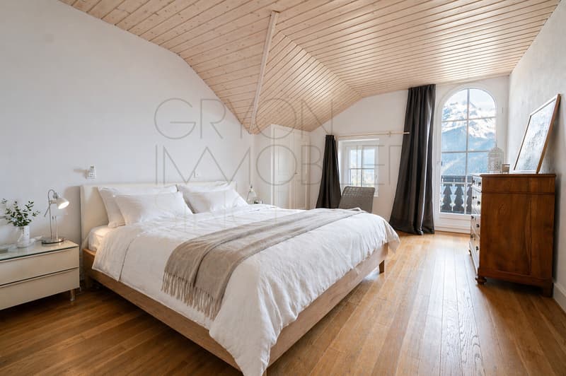Appartement sous les toits à Gryon avec balcon et vue alpine (8)