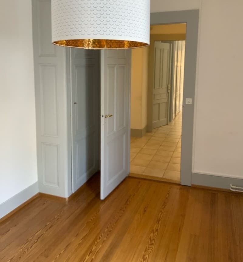 Très bel appartement de 4.5 pièces traversant d'environ 95 m2, jouissant du cachet de l'ancien (parquets anciens et moulures au plafond), situé au 5ème étage. (5)