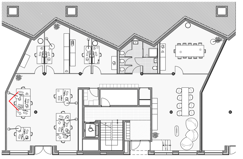 Main floor includes living room, dining room, kitchen, bedroom, bathroom, balcony, accessible bathroom, stairs, basement includes garage, office.
