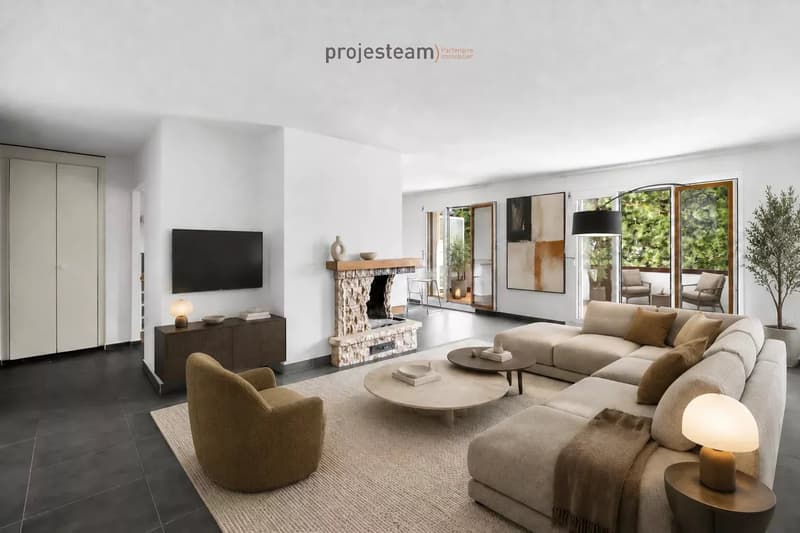 Appartement avec cheminée, rénové avec soin, grand balcon plein sud, dans un cadre verdoyant et familial (1)