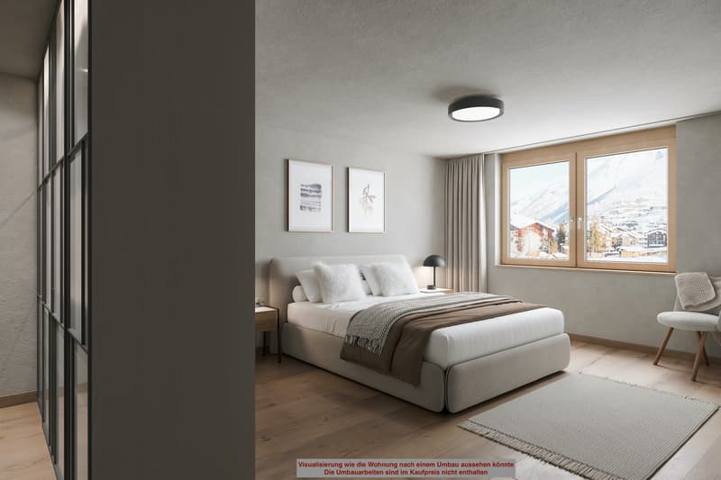 Visualisierung Schlafzimmer - Visualisierung wie der Wohnung nach einem Umbau aussehen Könnte. Die Umbauarbeiten sind im Kaufpreis nicht enthalten.