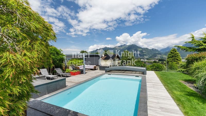 Maison d'architecte de 7.5 pièces avec piscine et jacuzzi dans un cadre verdoyant à vendre à Collombey-Muraz (3)