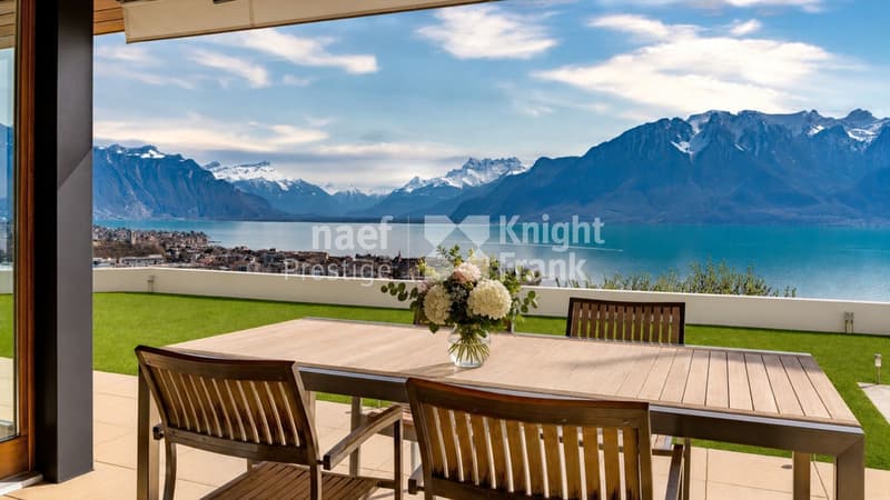 Proprietà di architetto di 7,5 locali con vista panoramica sul lago e sul vigneto in vendita a Corseaux (1)