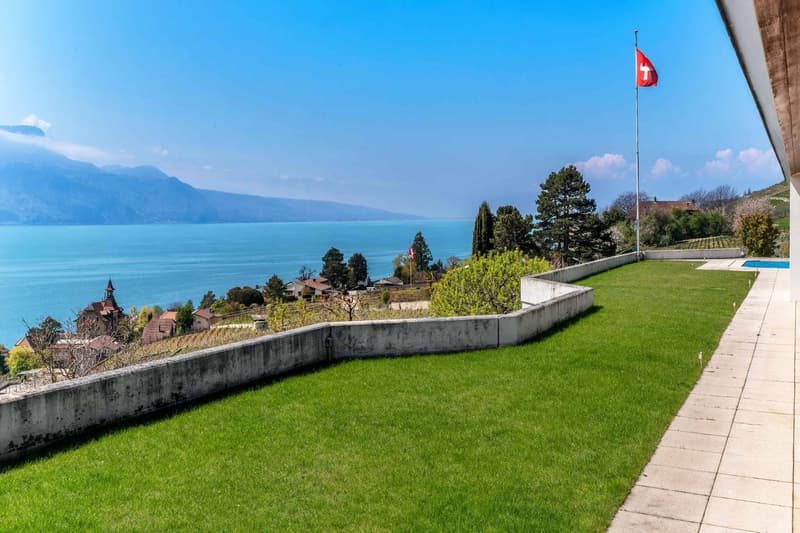 Vue extraordinaire sur le lac et les montagnes