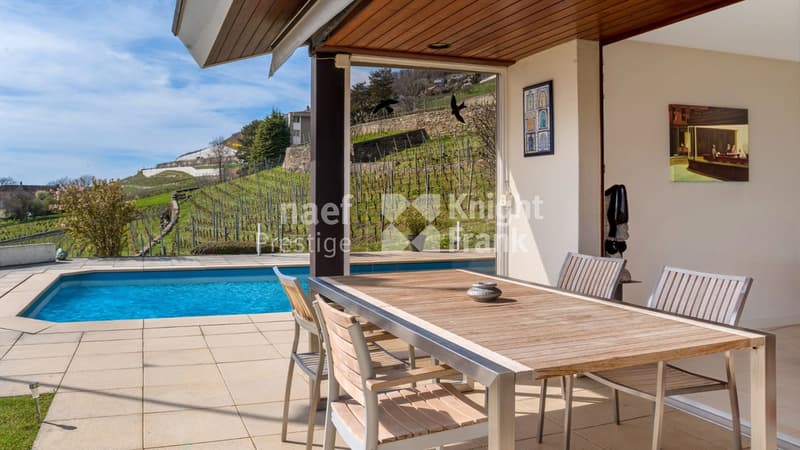 Proprietà di architetto di 7,5 locali con vista panoramica sul lago e sul vigneto in vendita a Corseaux (3)