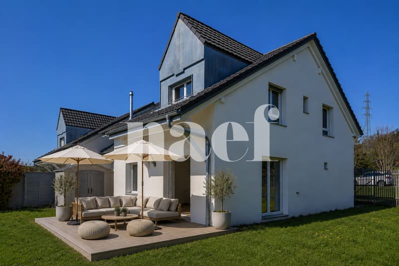 Charmante villa mitoyenne par les garages de 5.5 pièces au style contemporain et dans un cadre verdoyant à vendre à Blonay (1)