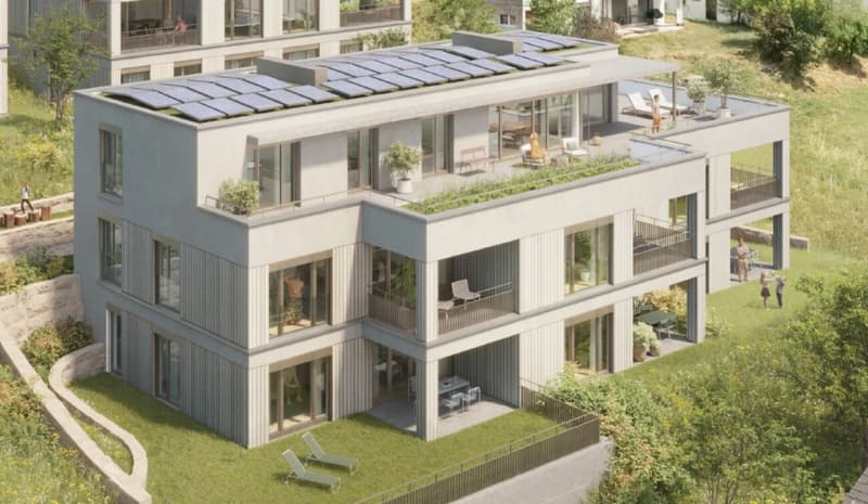 5.5-Zimmer-Attikawohnung - UNTERDORF MÖNTHAL - Zeitgemässe Architektur mitten im Grünen (3)